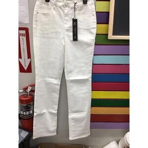 Diane Gilman virtual stretch jeans straight size 12 Tall cream white new HSN